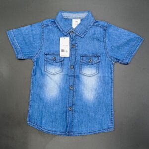 Denim Stylish Summer Shirt Short sleeve Navy Blue
