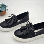 Girls Stylish Floral Light Shoes Black