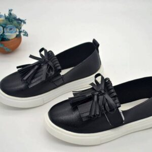 Girls Stylish Floral Light Shoes Black