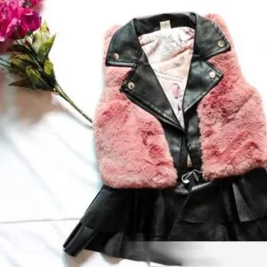 Sleeveless Leather Frock for Girls